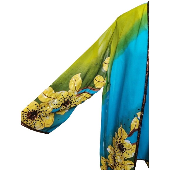 Midnight Velvet 2 Piece Jacket/Tank Plus Size 1X Embellished Flowy - Picture 4 of 15